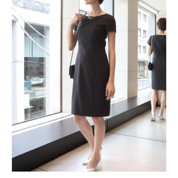 Theory Dress Nuriana Raetia Stretch Wool Dark Gray Sheath Short Sleeve 4 S - Picture 5 of 11